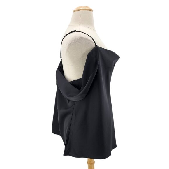 NWT Eloquii Black Satin Off The Shoulder Cowl Neck Blouse Top Womens 28 - Picture 4 of 13